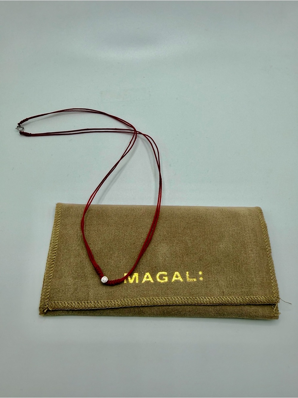 Magal Red Cord Necklace with Single Round diamond set in 14k white gold